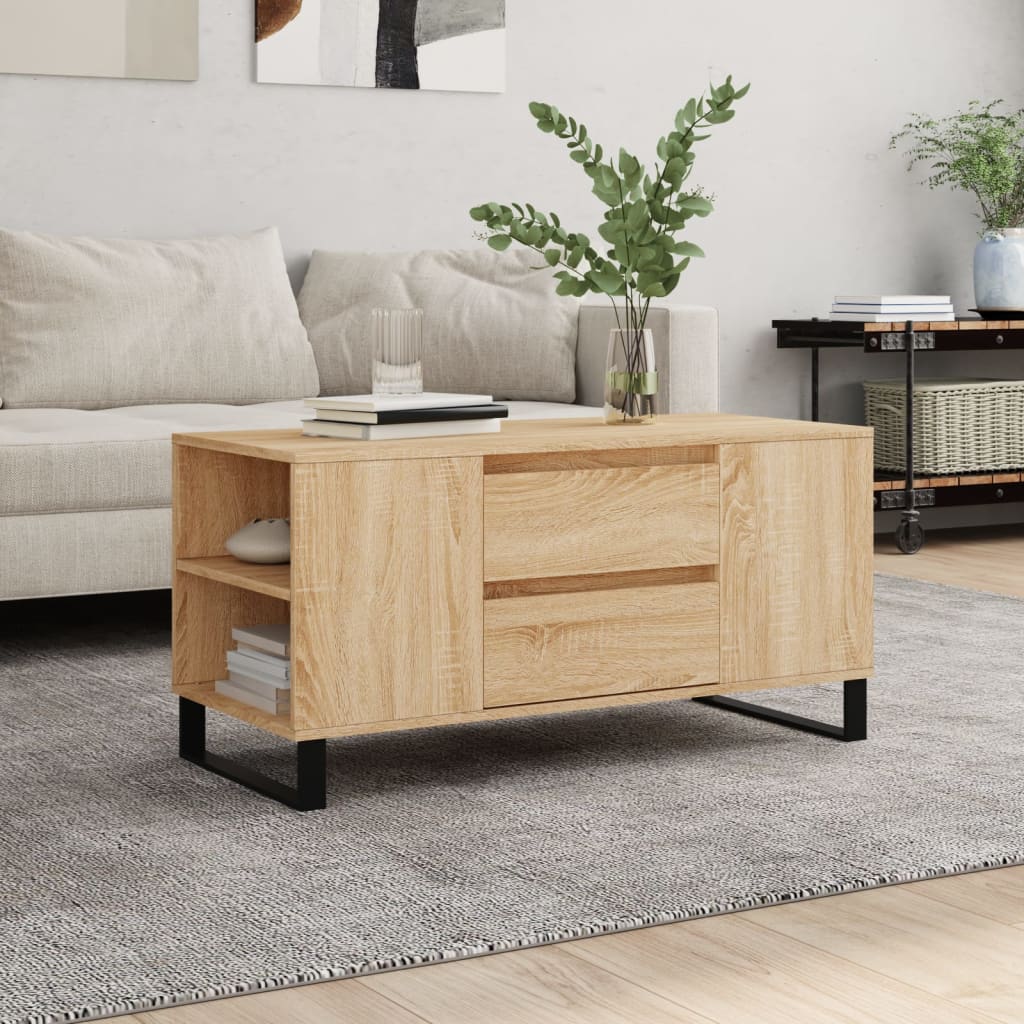 Table basse chêne sonoma 102x44,5x50 cm bois d'ingénierie XIOS