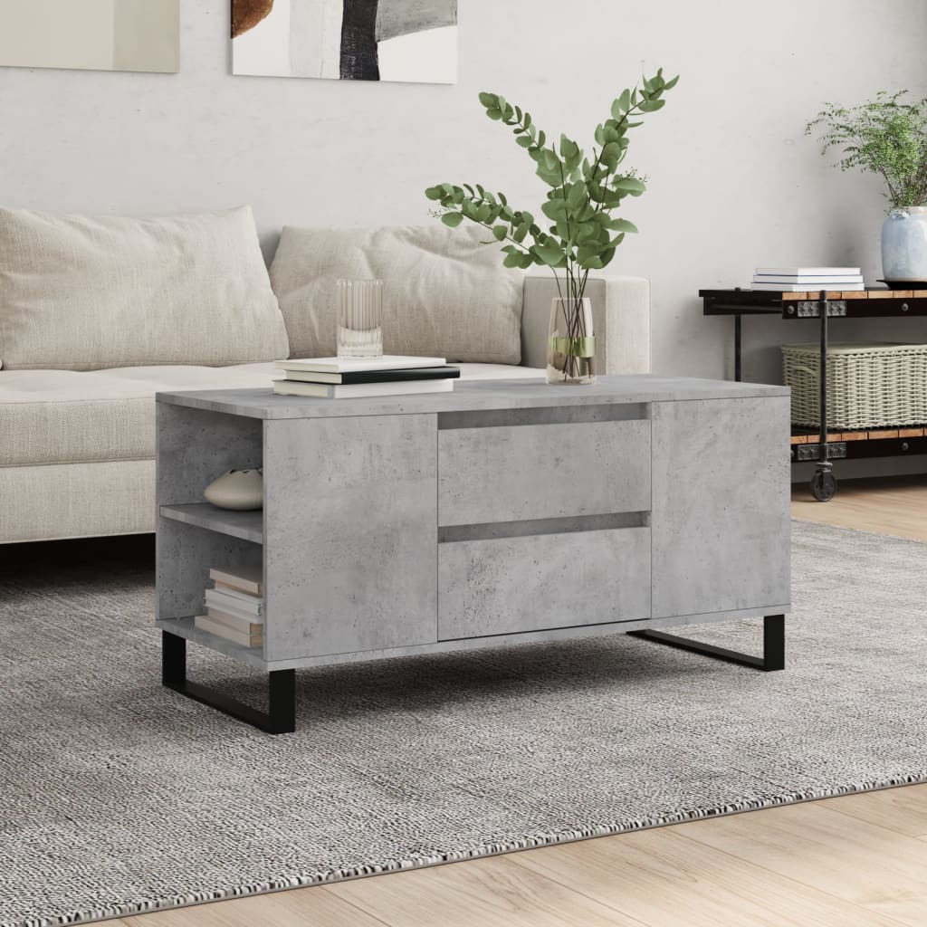 Table basse gris béton 102x44,5x50 cm bois d'ingénierie XIOS