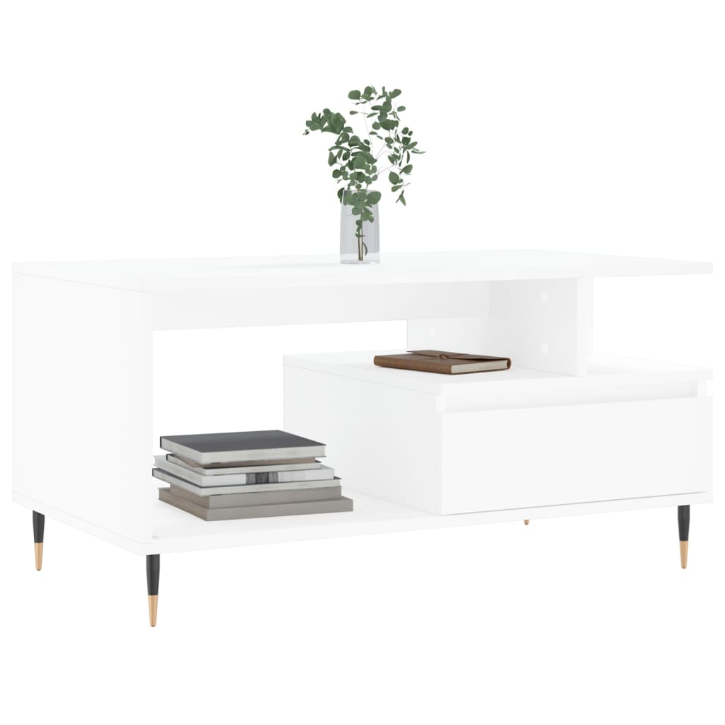 Table basse Blanc 90x49x45 cm Bois d'ingénierie - XIOS