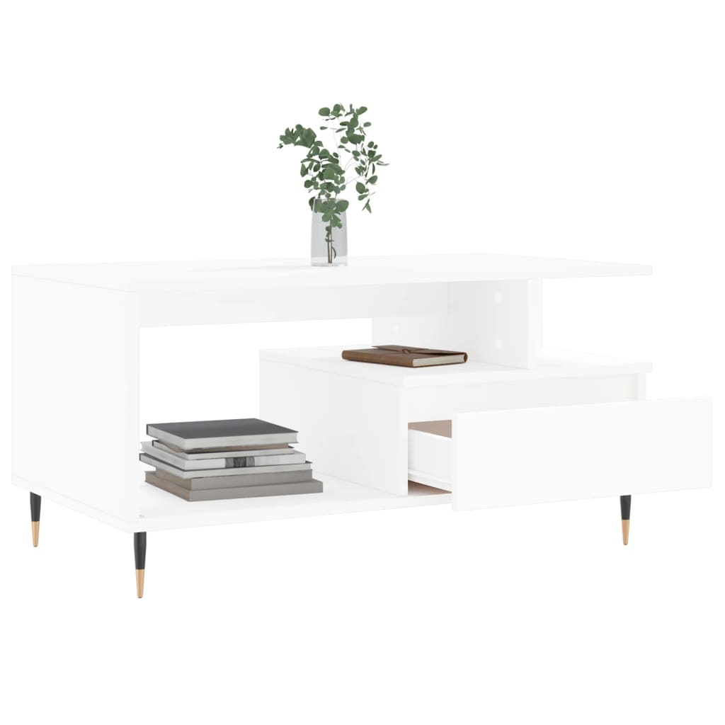 Table basse Blanc 90x49x45 cm Bois d'ingénierie - XIOS