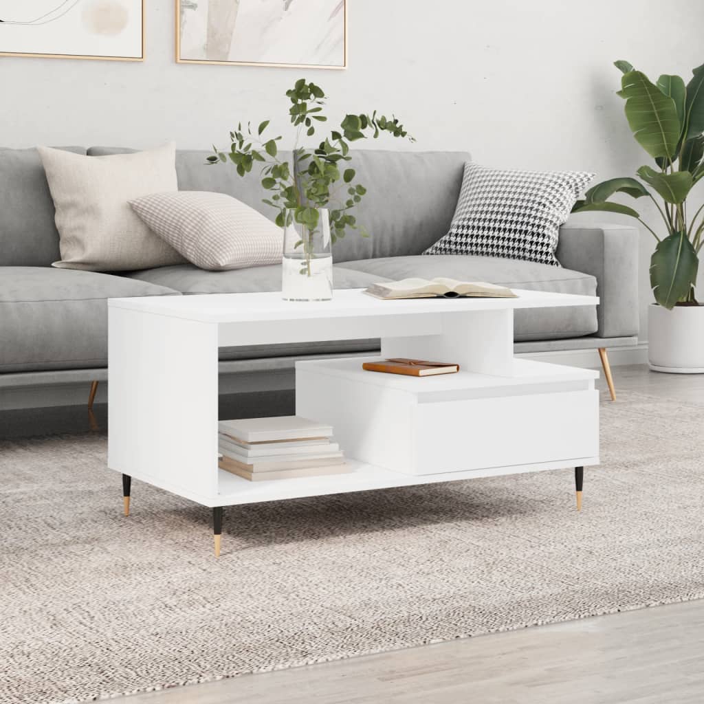 Table basse Blanc 90x49x45 cm Bois d'ingénierie - XIOS