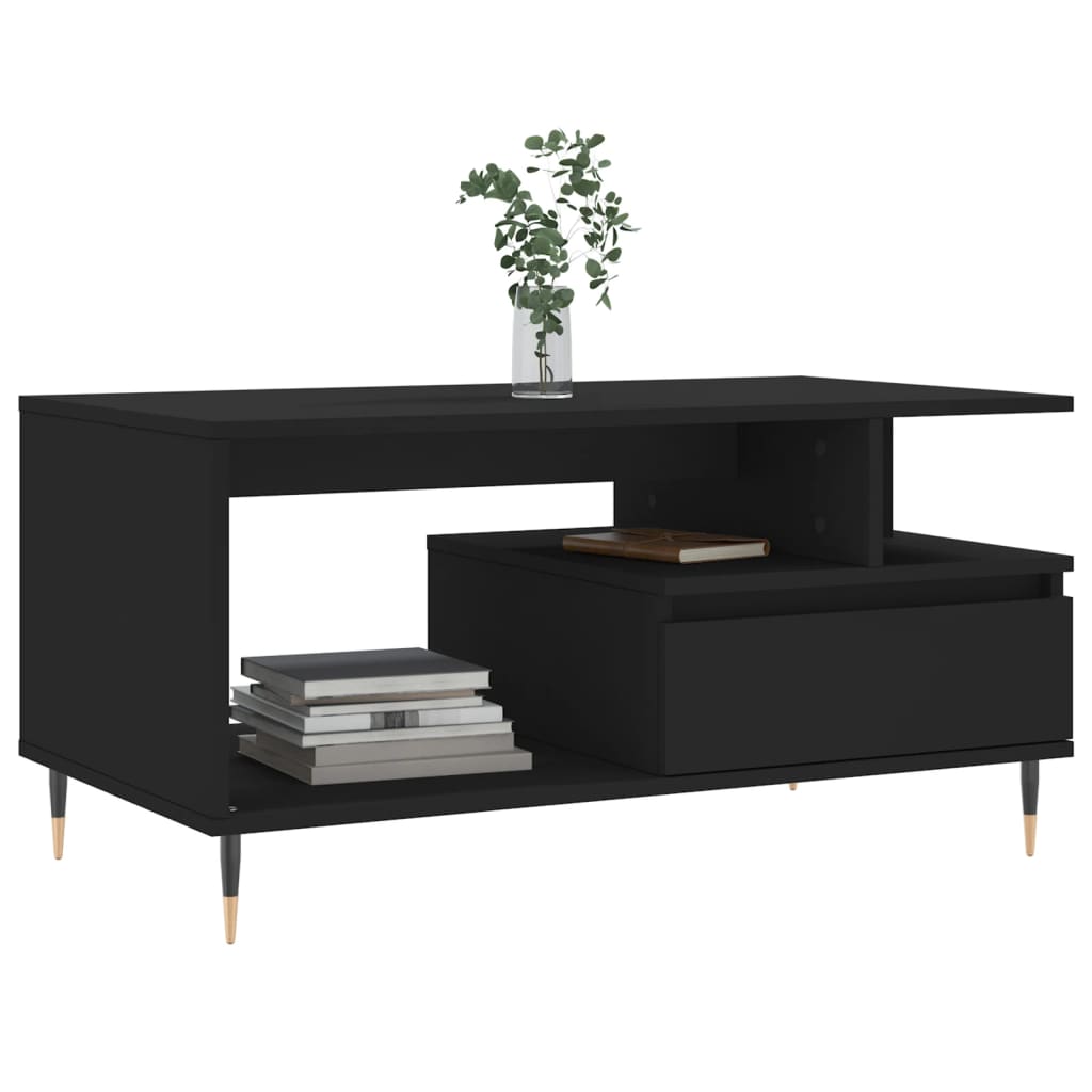 Table basse Noir 90x49x45 cm Bois d'ingénierie - XIOS