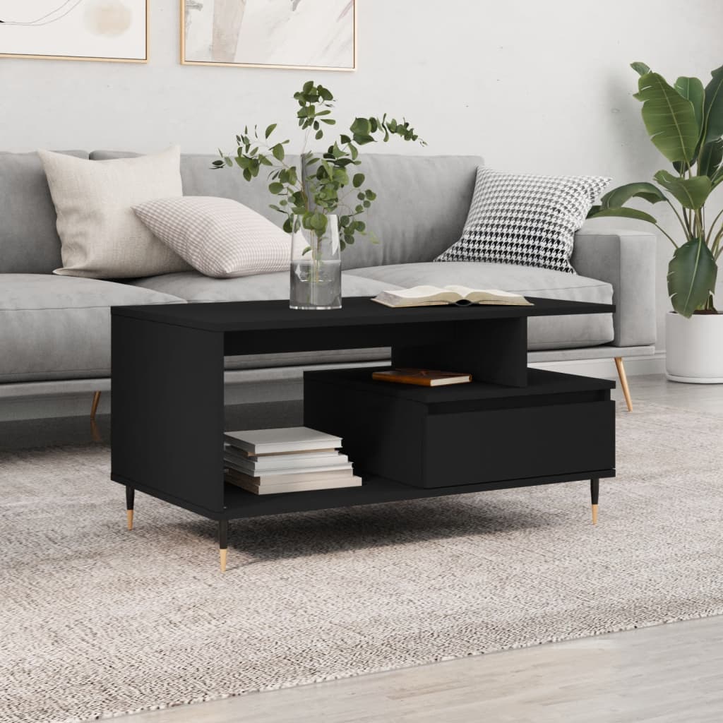 Table basse Noir 90x49x45 cm Bois d'ingénierie - XIOS