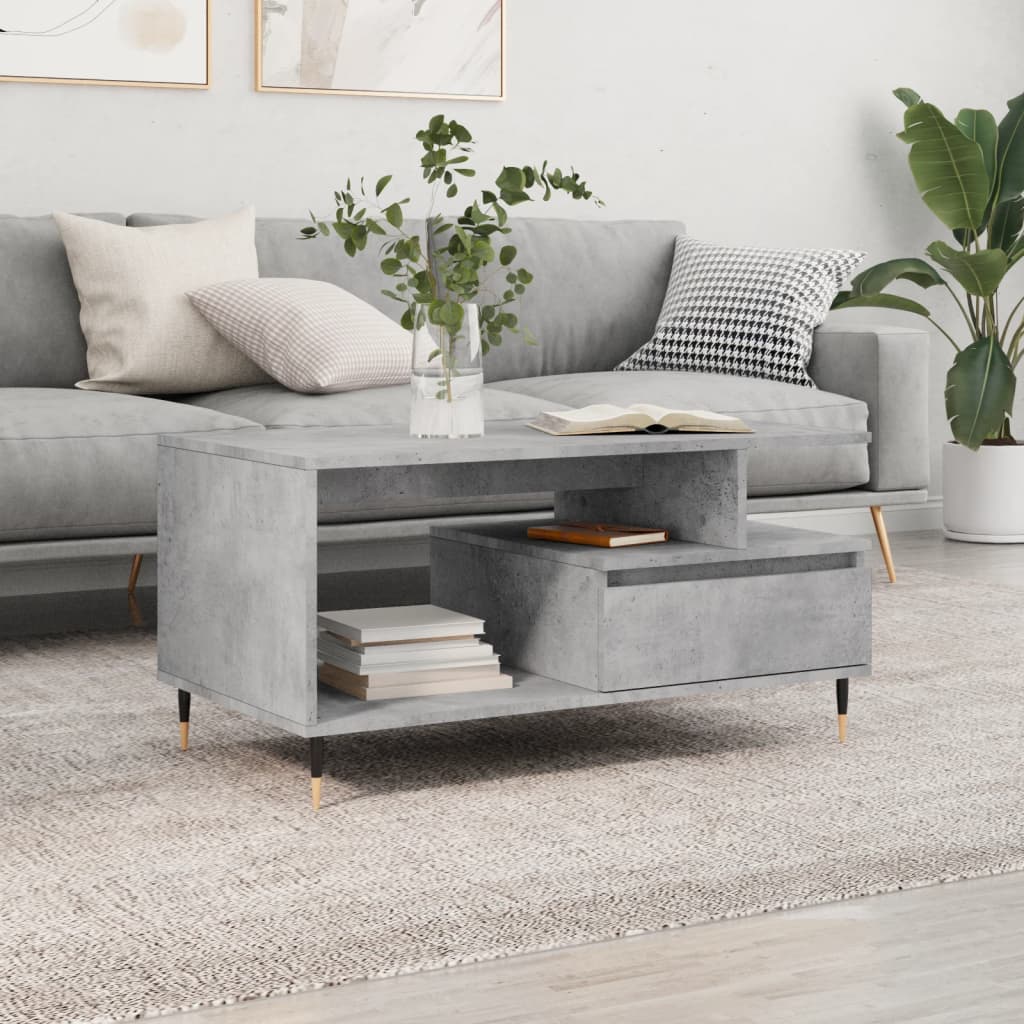 Table basse Gris béton 90x49x45 cm Bois d'ingénierie - XIOS