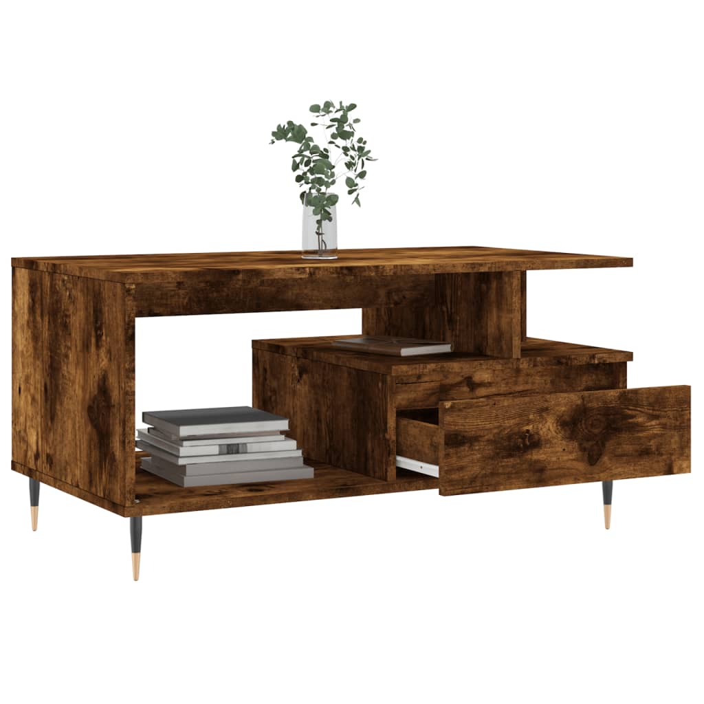 Table basse Chêne fumé 90x49x45 cm Bois d'ingénierie - XIOS