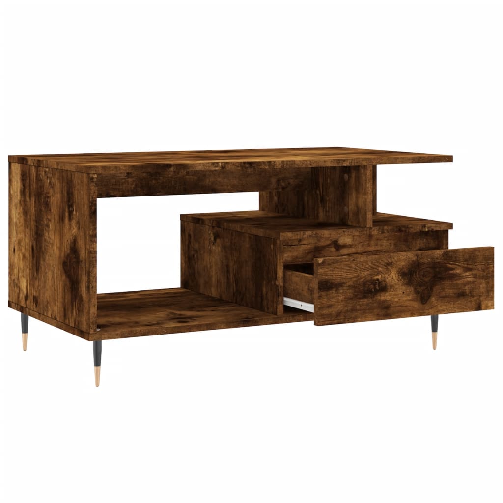 Table basse Chêne fumé 90x49x45 cm Bois d'ingénierie - XIOS