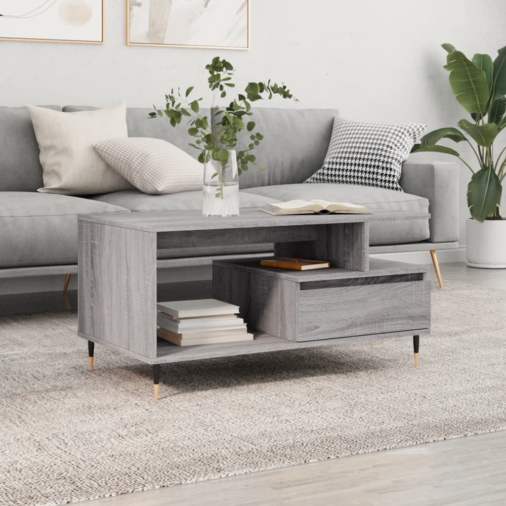 Table basse Sonoma gris 90x49x45 cm Bois d'ingénierie - XIOS