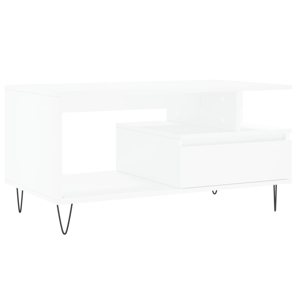 Table basse Blanc 90x49x45 cm Bois d'ingénierie - XIOS