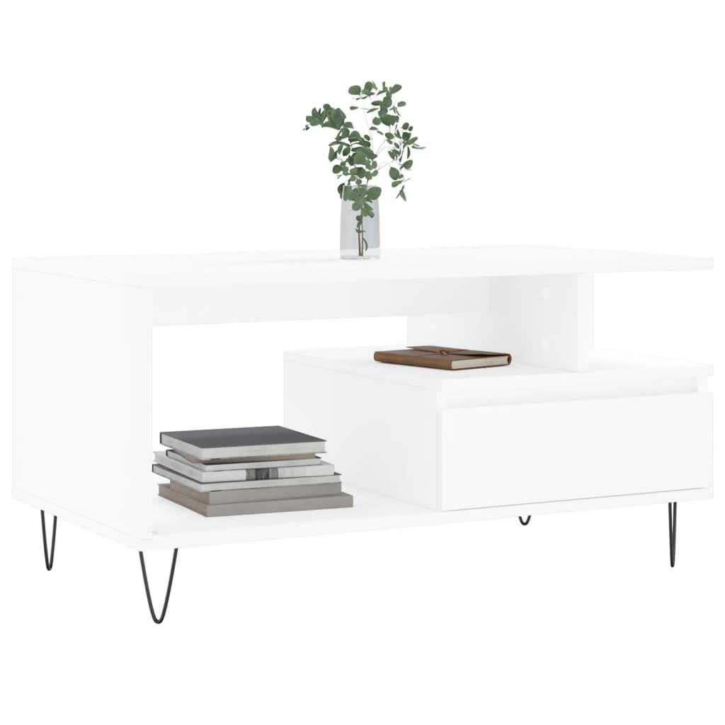 Table basse Blanc 90x49x45 cm Bois d'ingénierie - XIOS