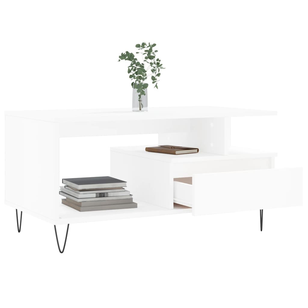 Table basse Blanc 90x49x45 cm Bois d'ingénierie - XIOS