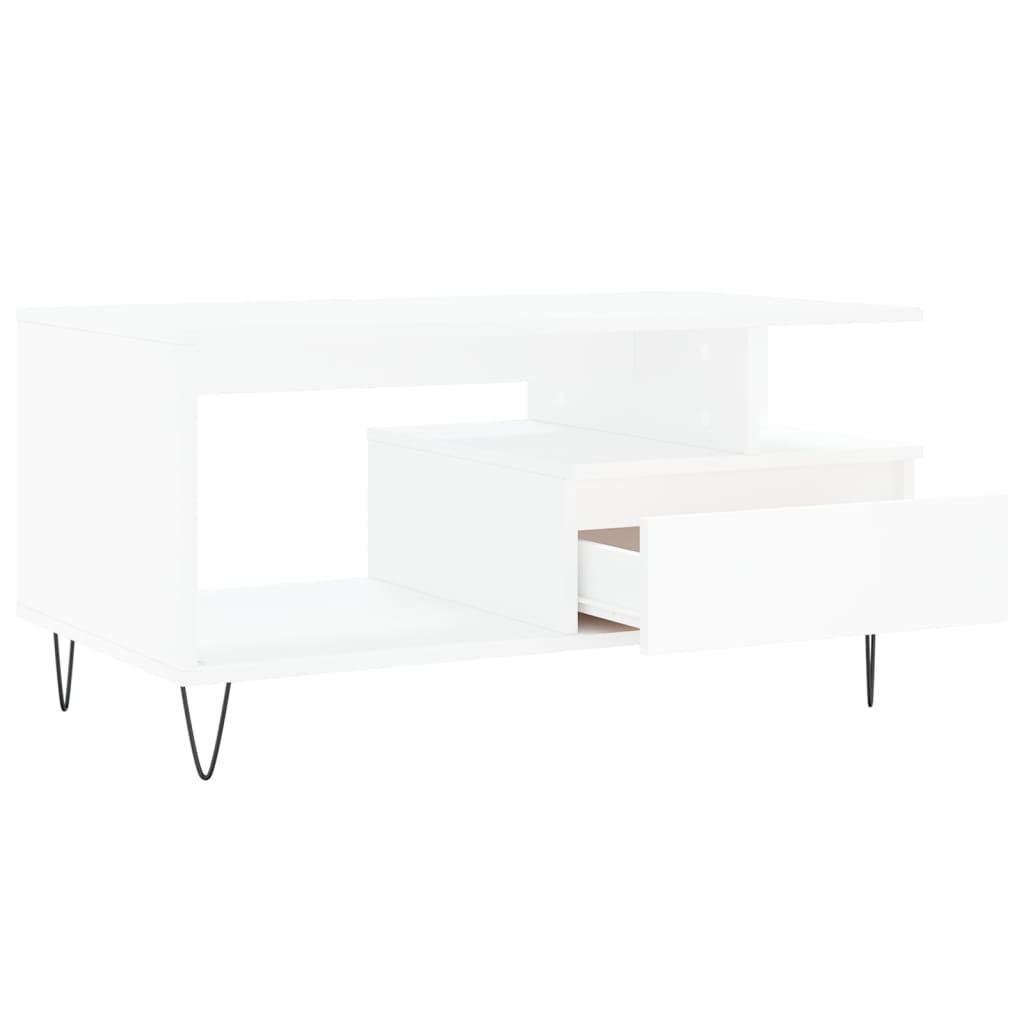 Table basse Blanc 90x49x45 cm Bois d'ingénierie - XIOS
