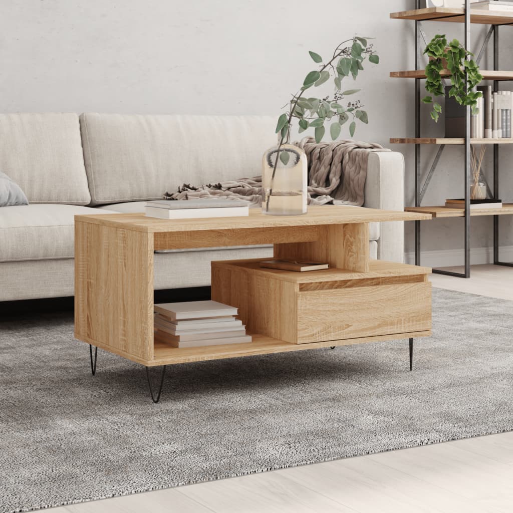 Table basse Chêne sonoma 90x49x45 cm Bois d'ingénierie - XIOS