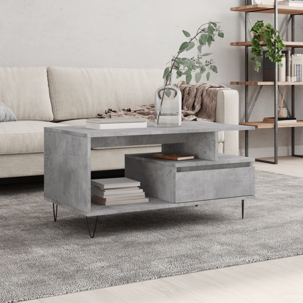 Table basse Gris béton 90x49x45 cm Bois d'ingénierie - XIOS