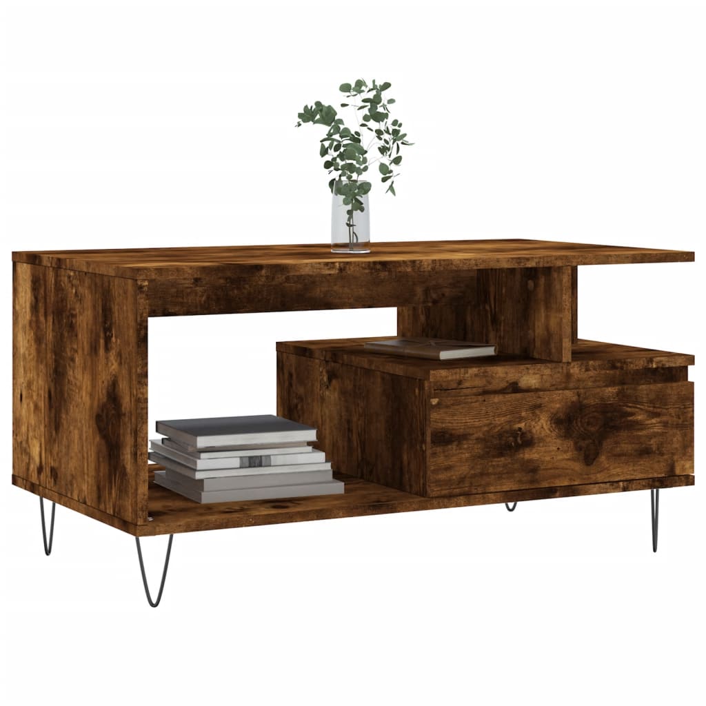 Table basse Chêne fumé 90x49x45 cm Bois d'ingénierie - XIOS