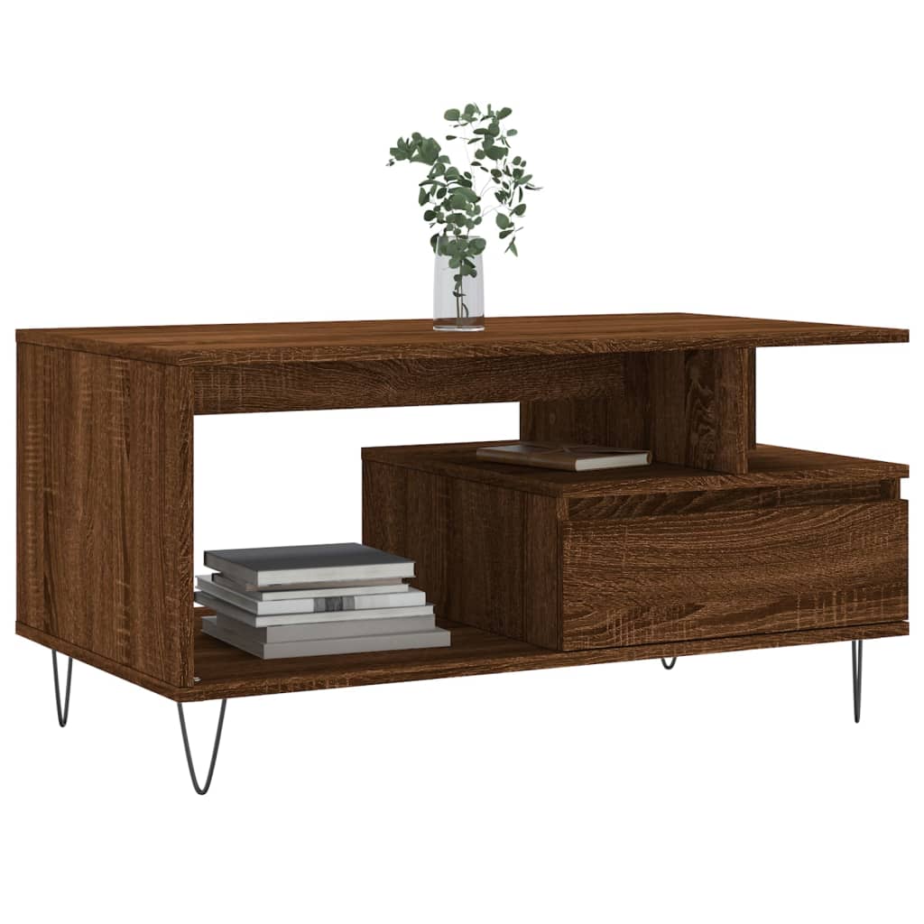 Table basse Chêne marron 90x49x45 cm Bois d'ingénierie - XIOS