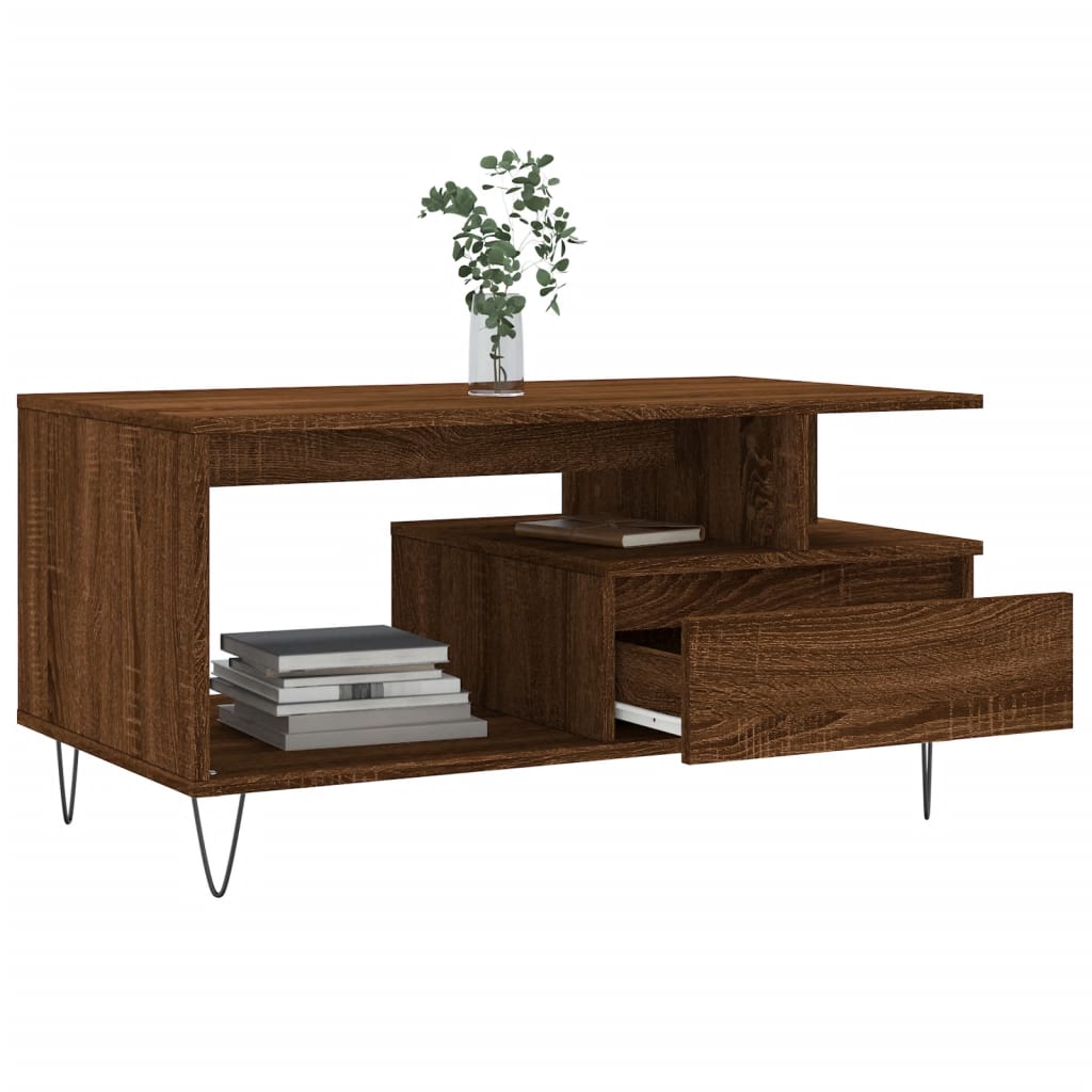 Table basse Chêne marron 90x49x45 cm Bois d'ingénierie - XIOS