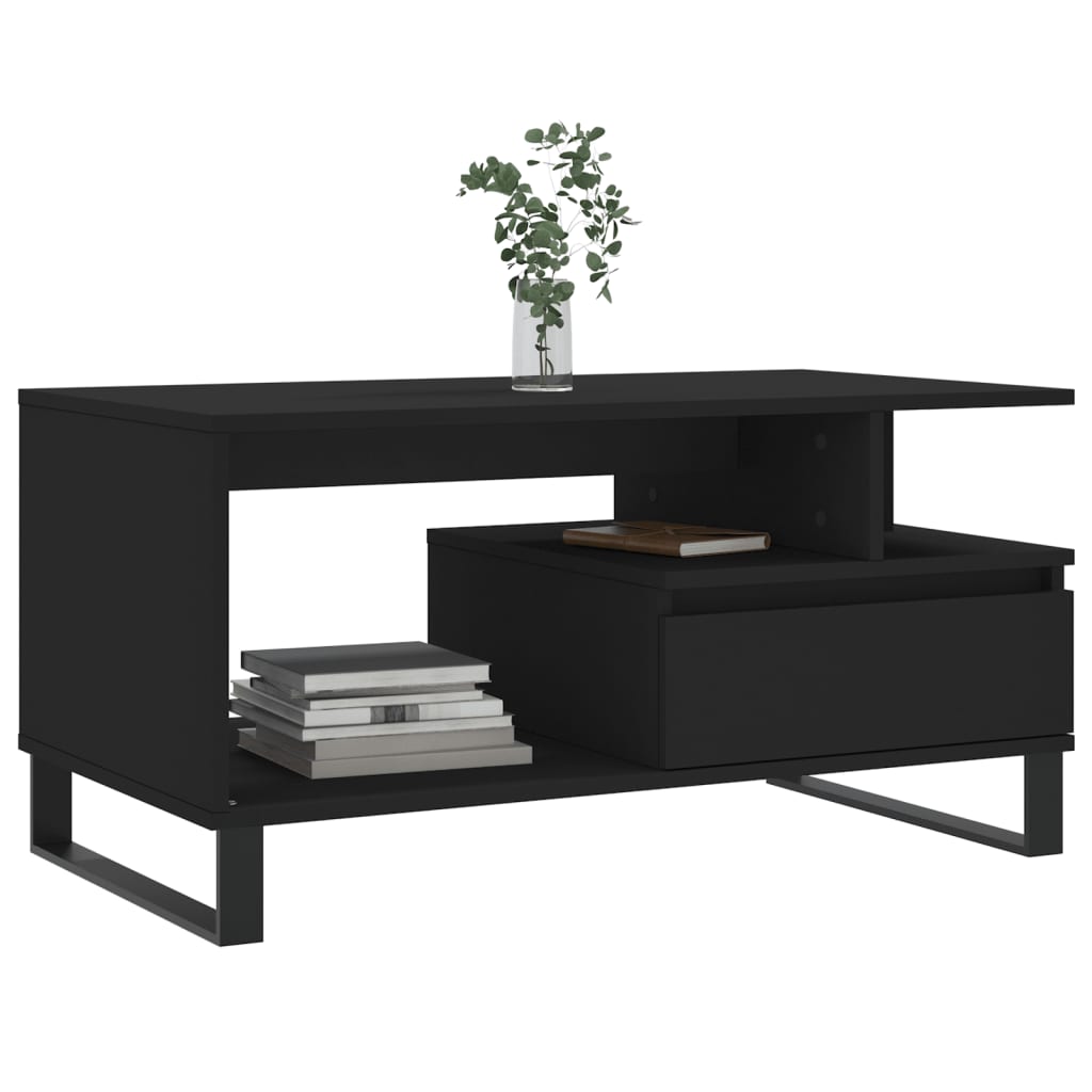 Table basse Noir 90x49x45 cm Bois d'ingénierie - XIOS