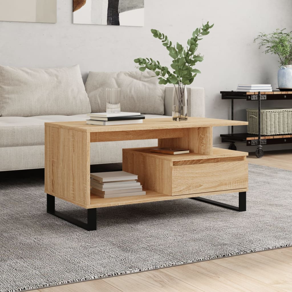 Table basse Chêne sonoma 90x49x45 cm Bois d'ingénierie - XIOS