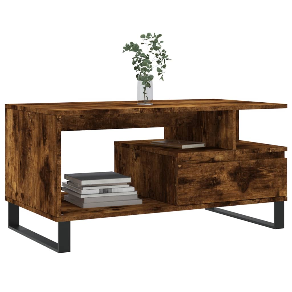 Table basse Chêne fumé 90x49x45 cm Bois d'ingénierie - XIOS