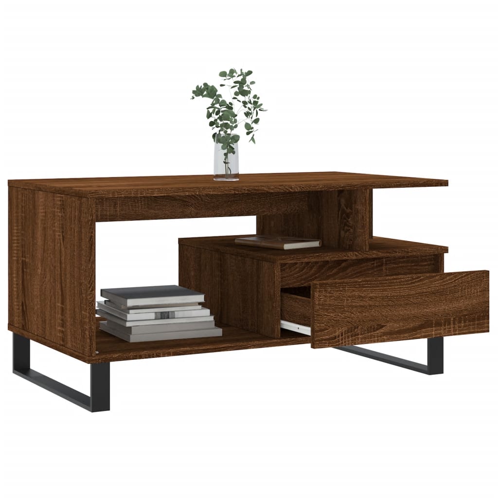 Table basse Chêne marron 90x49x45 cm Bois d'ingénierie - XIOS