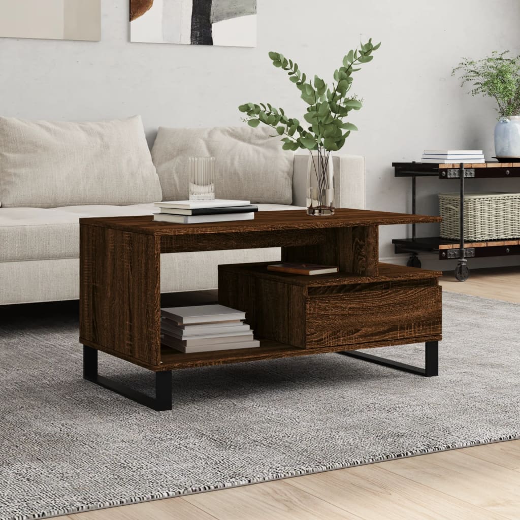 Table basse Chêne marron 90x49x45 cm Bois d'ingénierie - XIOS