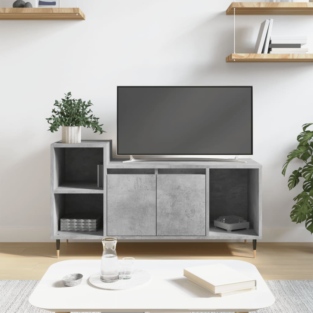 Meuble TV Gris béton 100x35x55 cm Bois d'ingénierie - XIOS