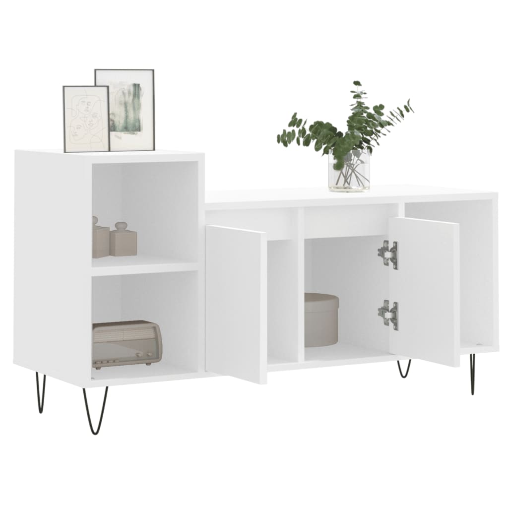 Meuble TV Blanc 100x35x55 cm Bois d'ingénierie - XIOS