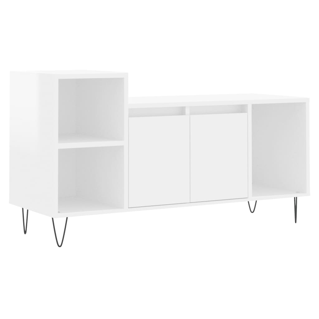 Meuble TV Blanc brillant 100x35x55 cm Bois d'ingénierie - XIOS