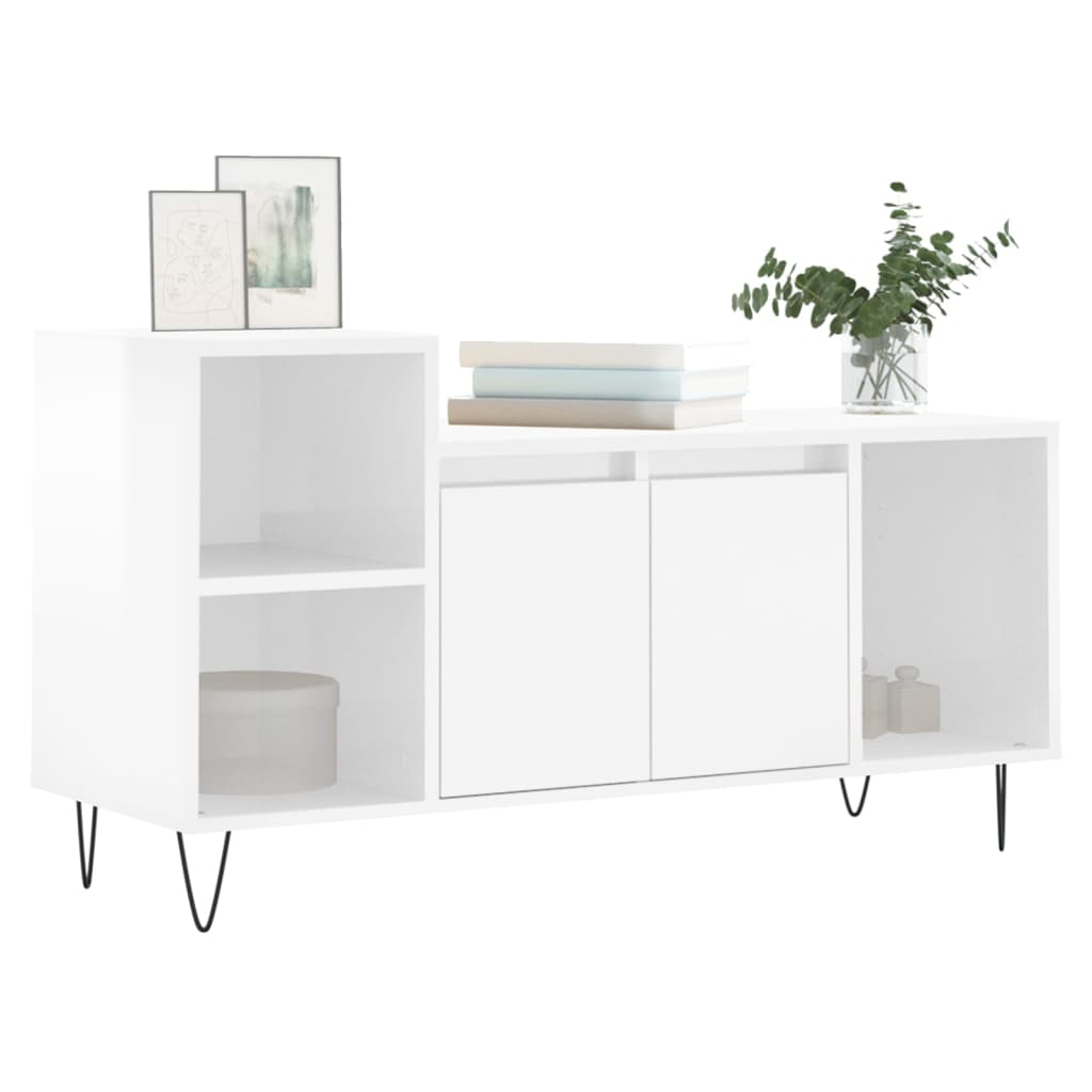 Meuble TV Blanc brillant 100x35x55 cm Bois d'ingénierie - XIOS