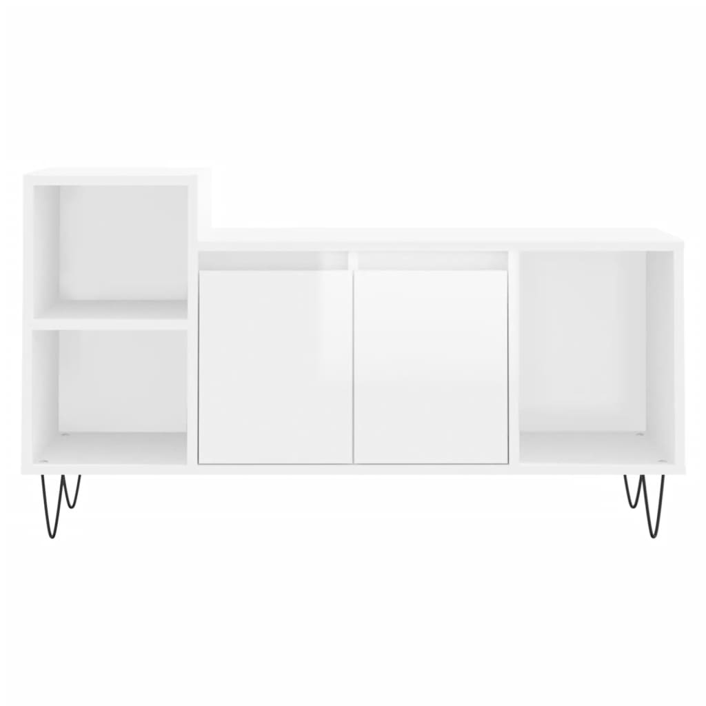 Meuble TV Blanc brillant 100x35x55 cm Bois d'ingénierie - XIOS