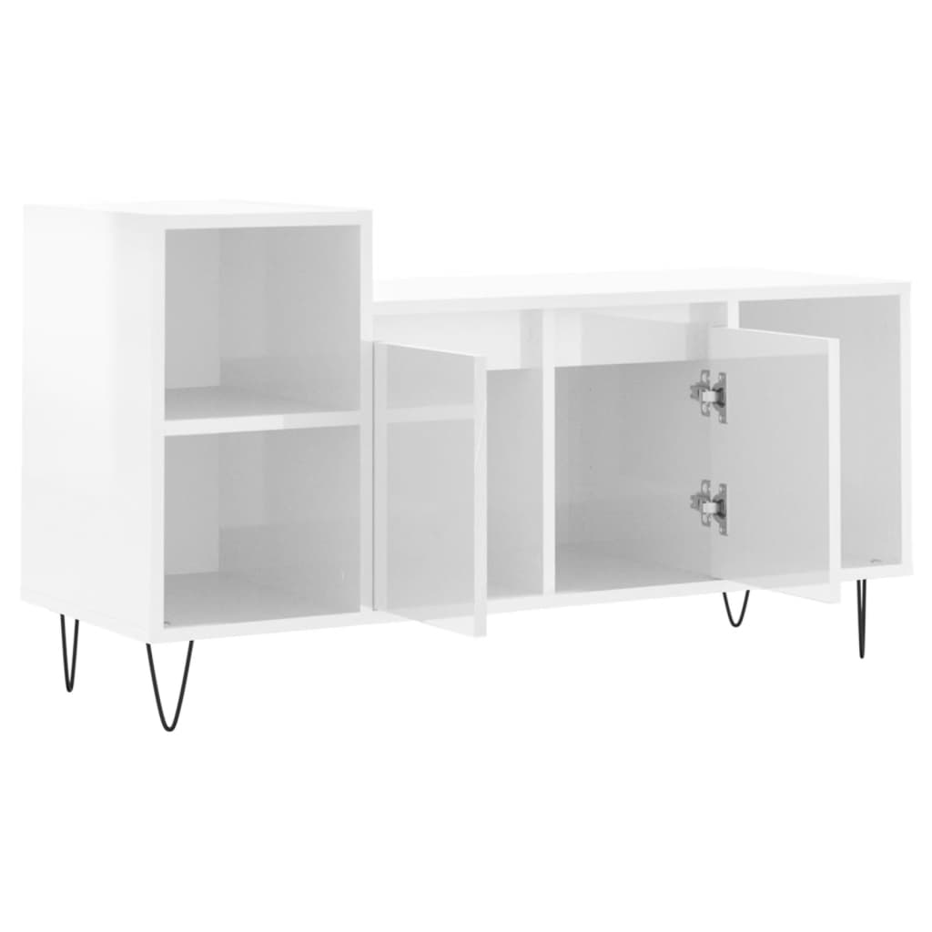 Meuble TV Blanc brillant 100x35x55 cm Bois d'ingénierie - XIOS
