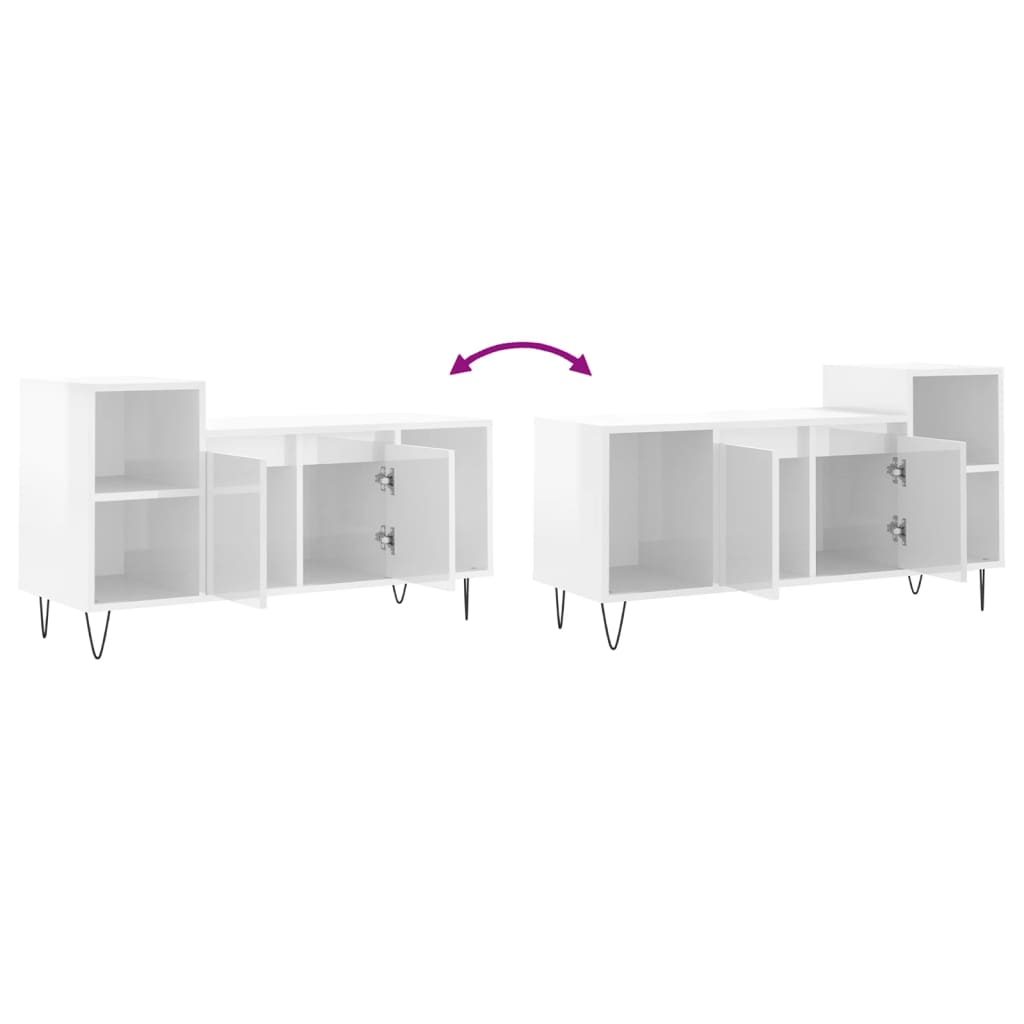 Meuble TV Blanc brillant 100x35x55 cm Bois d'ingénierie - XIOS