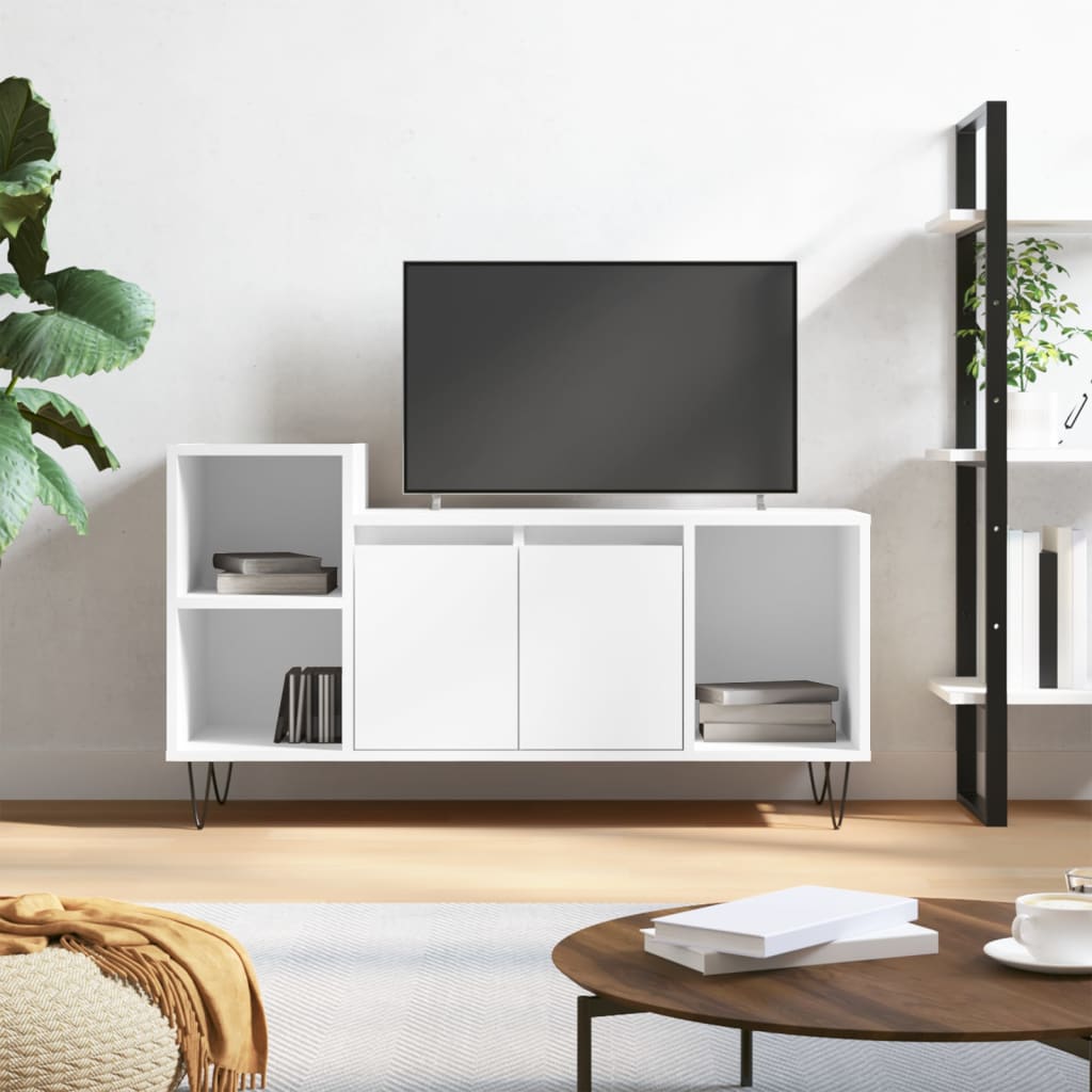 Meuble TV Blanc brillant 100x35x55 cm Bois d'ingénierie - XIOS