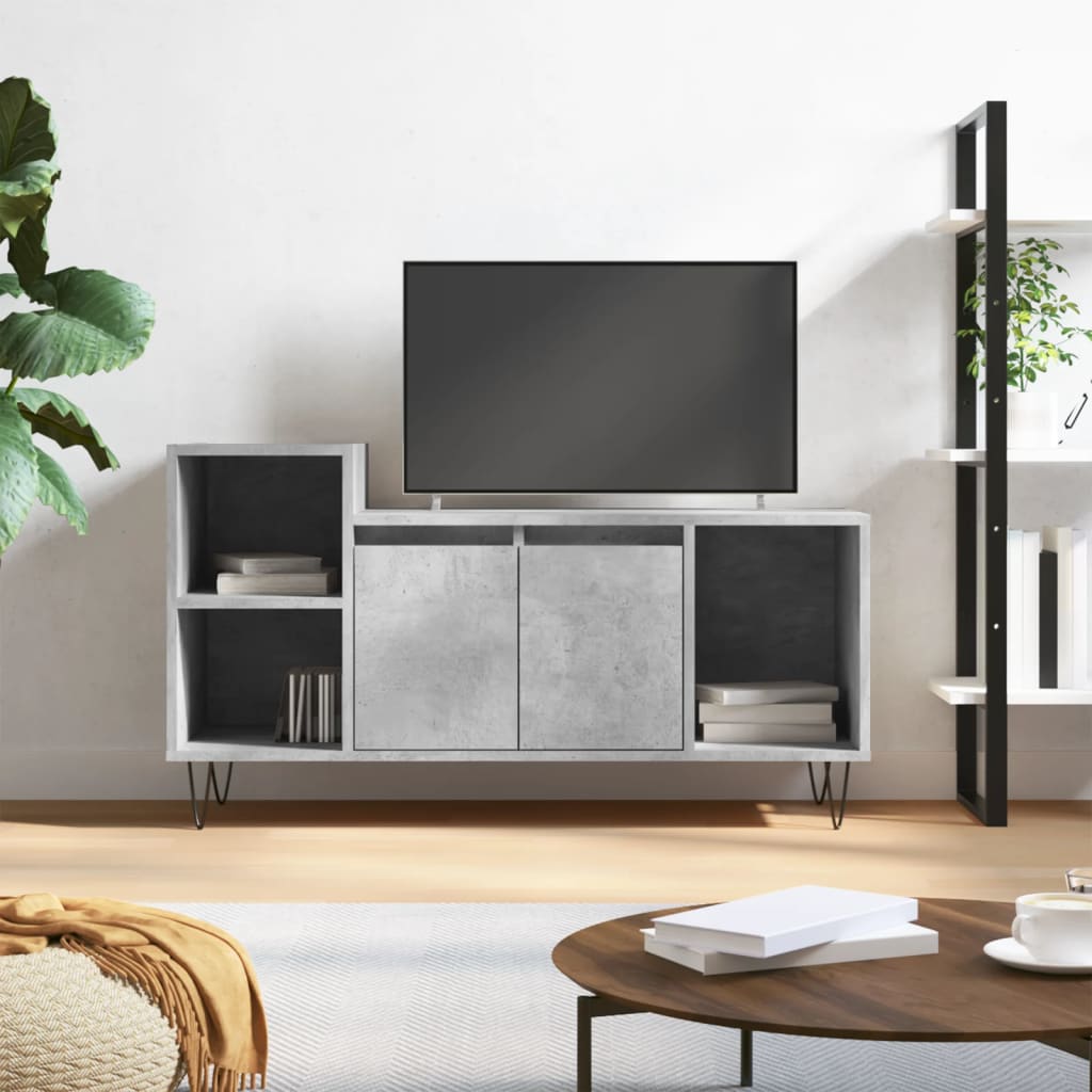 Meuble TV Gris béton 100x35x55 cm Bois d'ingénierie - XIOS