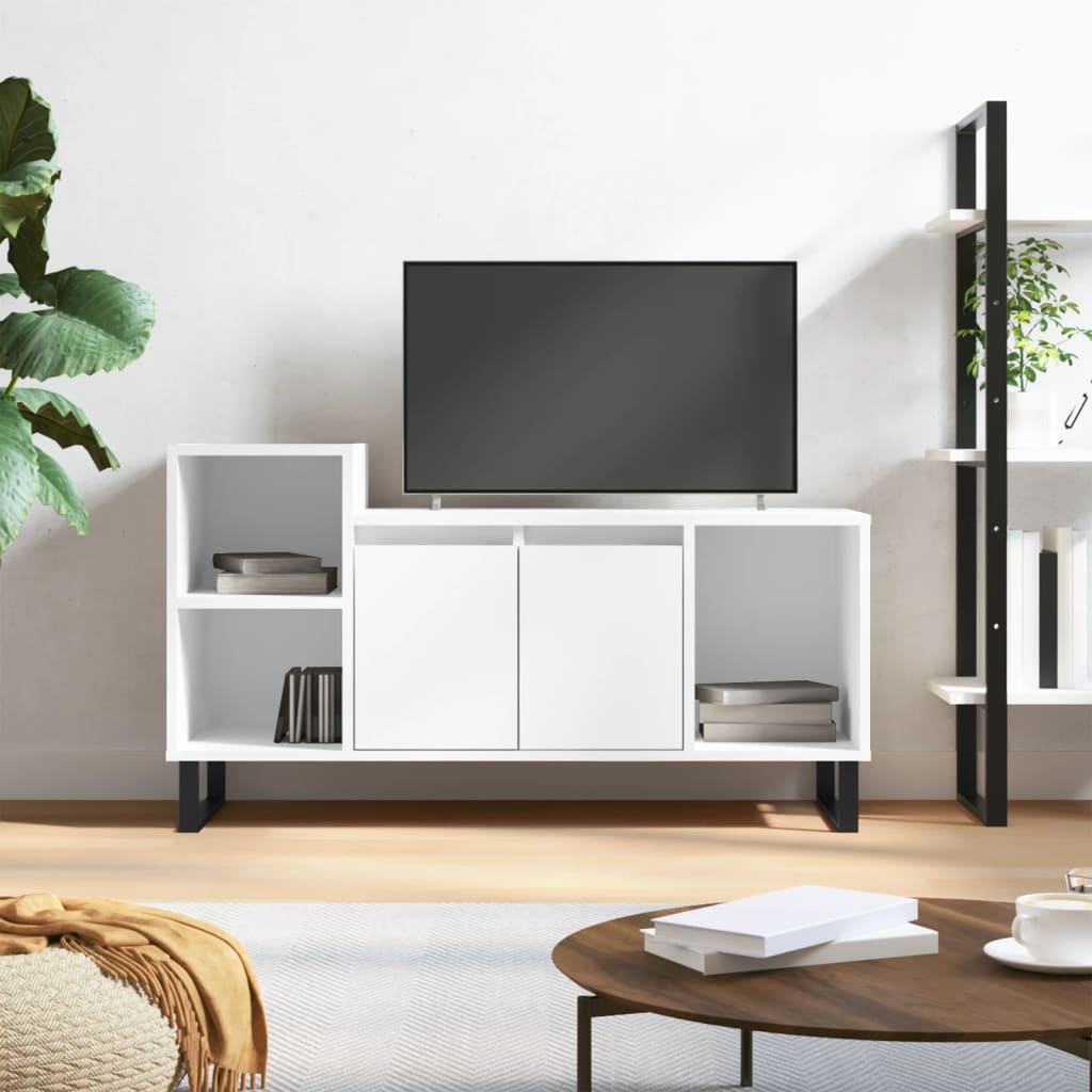 Meuble TV Blanc 100x35x55 cm Bois d'ingénierie - XIOS