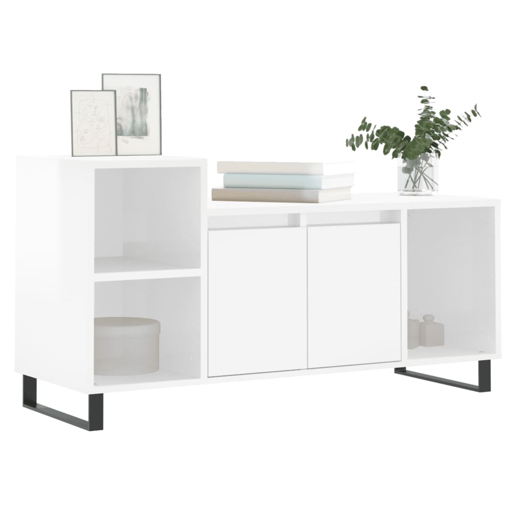 Meuble TV Blanc brillant 100x35x55 cm Bois d'ingénierie - XIOS