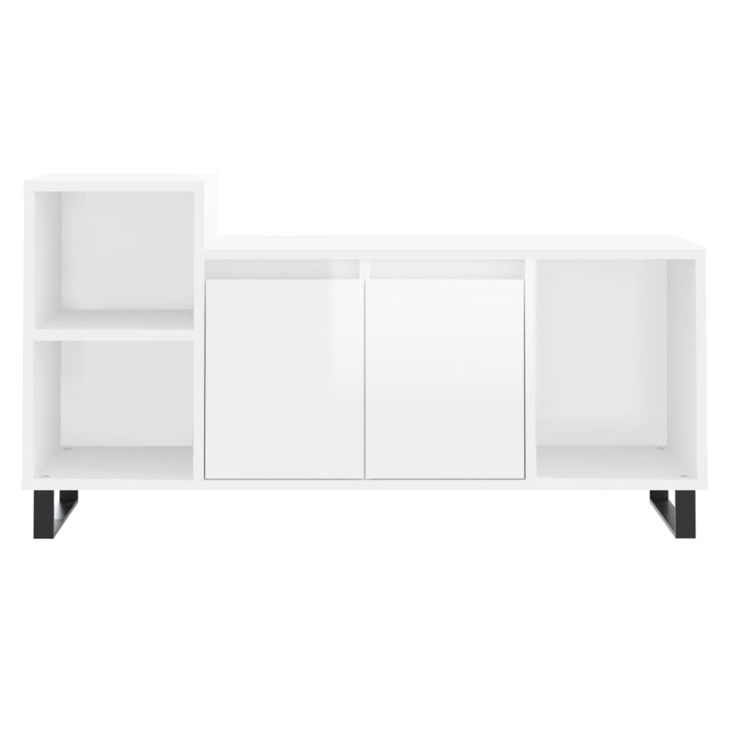 Meuble TV Blanc brillant 100x35x55 cm Bois d'ingénierie - XIOS