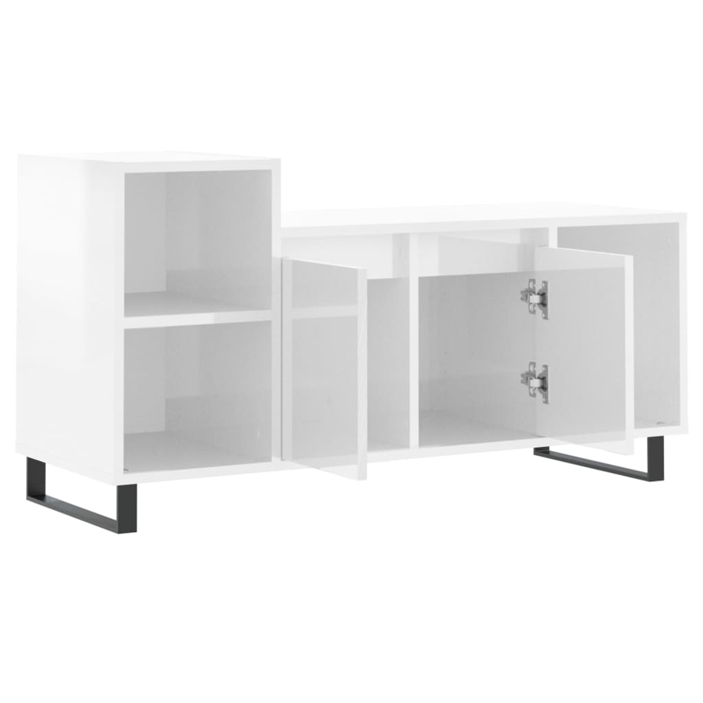 Meuble TV Blanc brillant 100x35x55 cm Bois d'ingénierie - XIOS