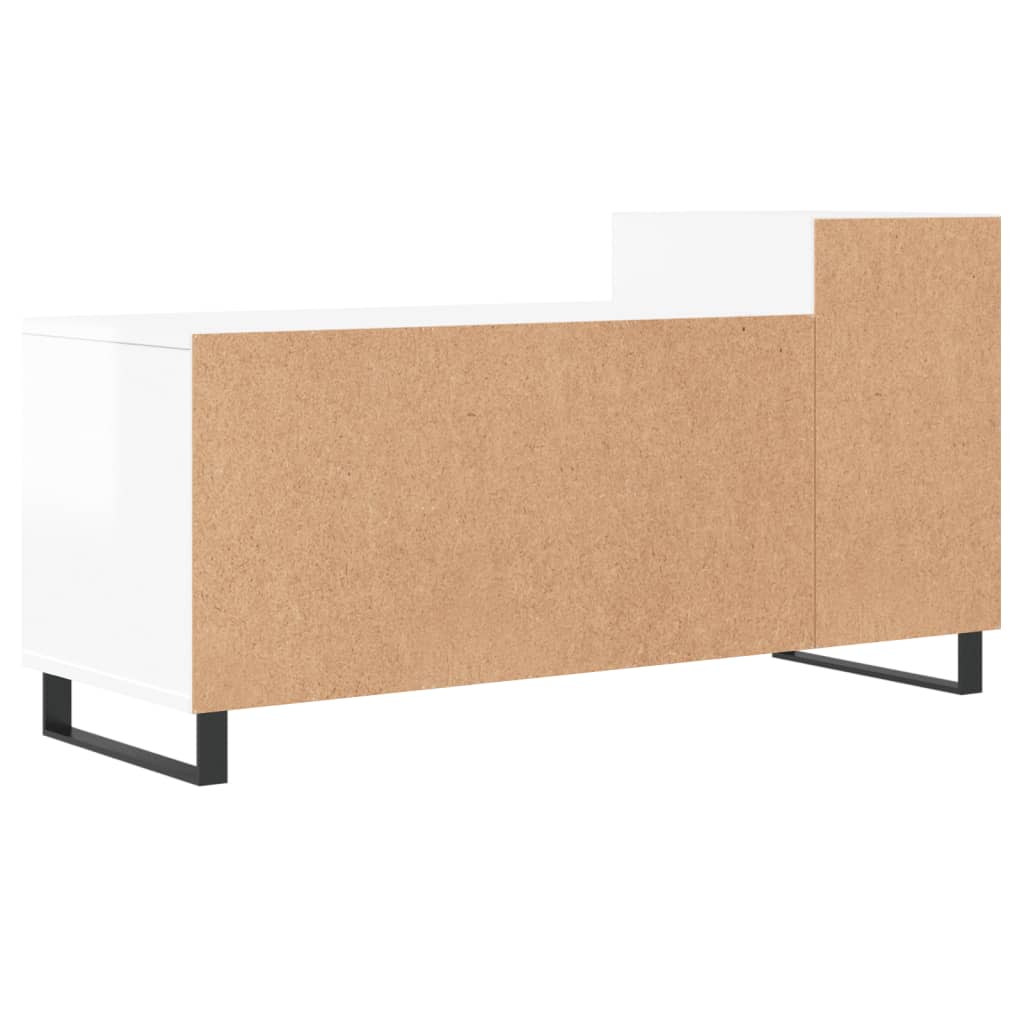 Meuble TV Blanc brillant 100x35x55 cm Bois d'ingénierie - XIOS