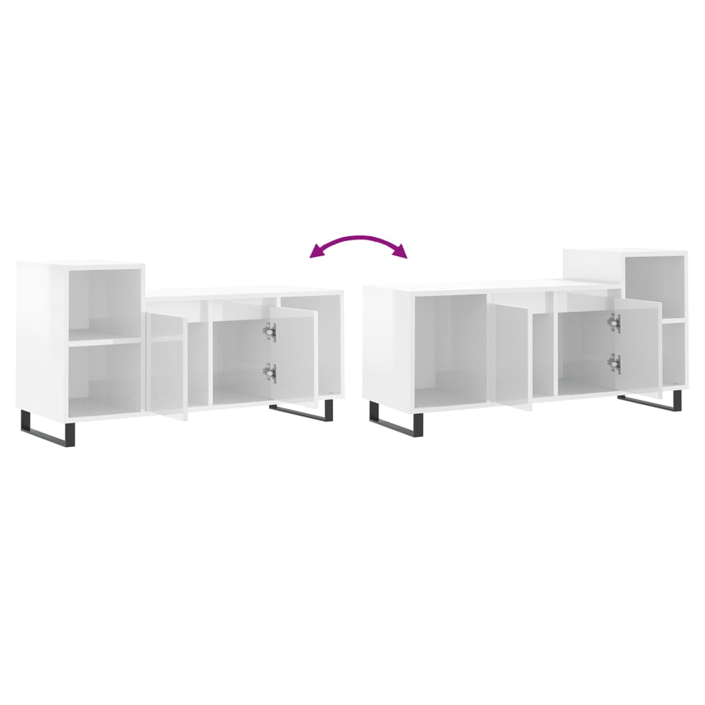 Meuble TV Blanc brillant 100x35x55 cm Bois d'ingénierie - XIOS
