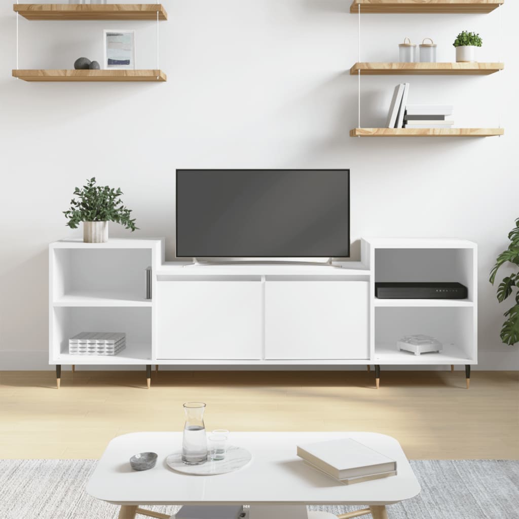 Meuble TV Blanc 160x35x55 cm Bois d'ingénierie - XIOS