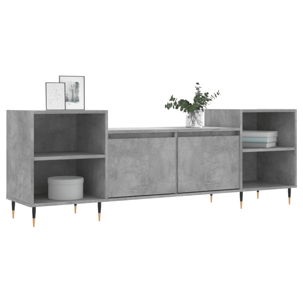 Meuble TV Gris béton 160x35x55 cm Bois d'ingénierie - XIOS
