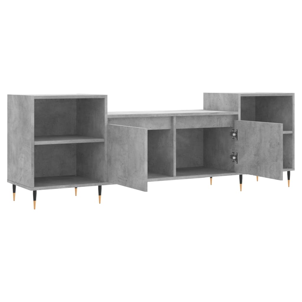 Meuble TV Gris béton 160x35x55 cm Bois d'ingénierie - XIOS