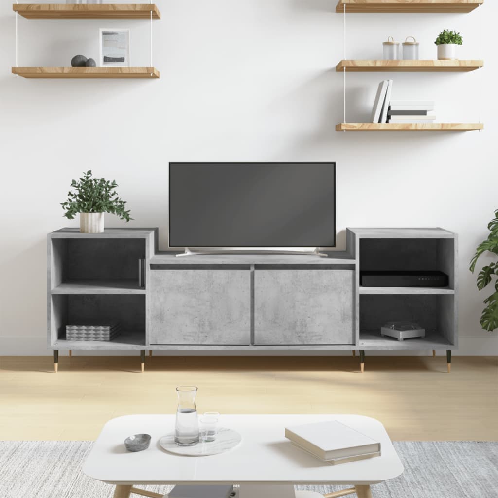 Meuble TV Gris béton 160x35x55 cm Bois d'ingénierie - XIOS