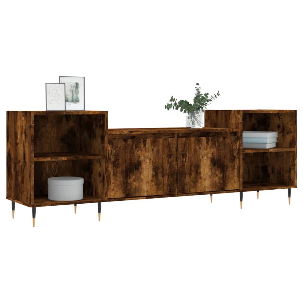 Meuble TV Chêne fumé 160x35x55 cm Bois d'ingénierie - XIOS