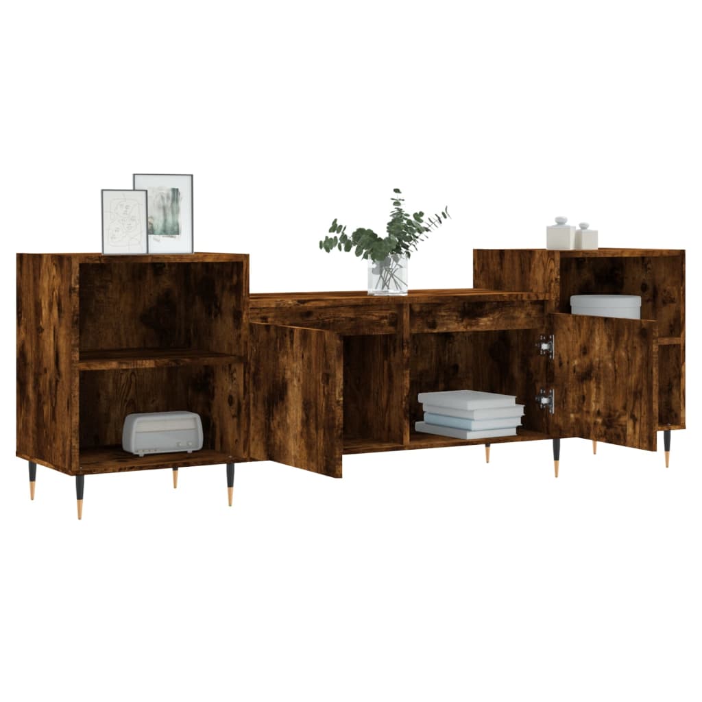 Meuble TV Chêne fumé 160x35x55 cm Bois d'ingénierie - XIOS