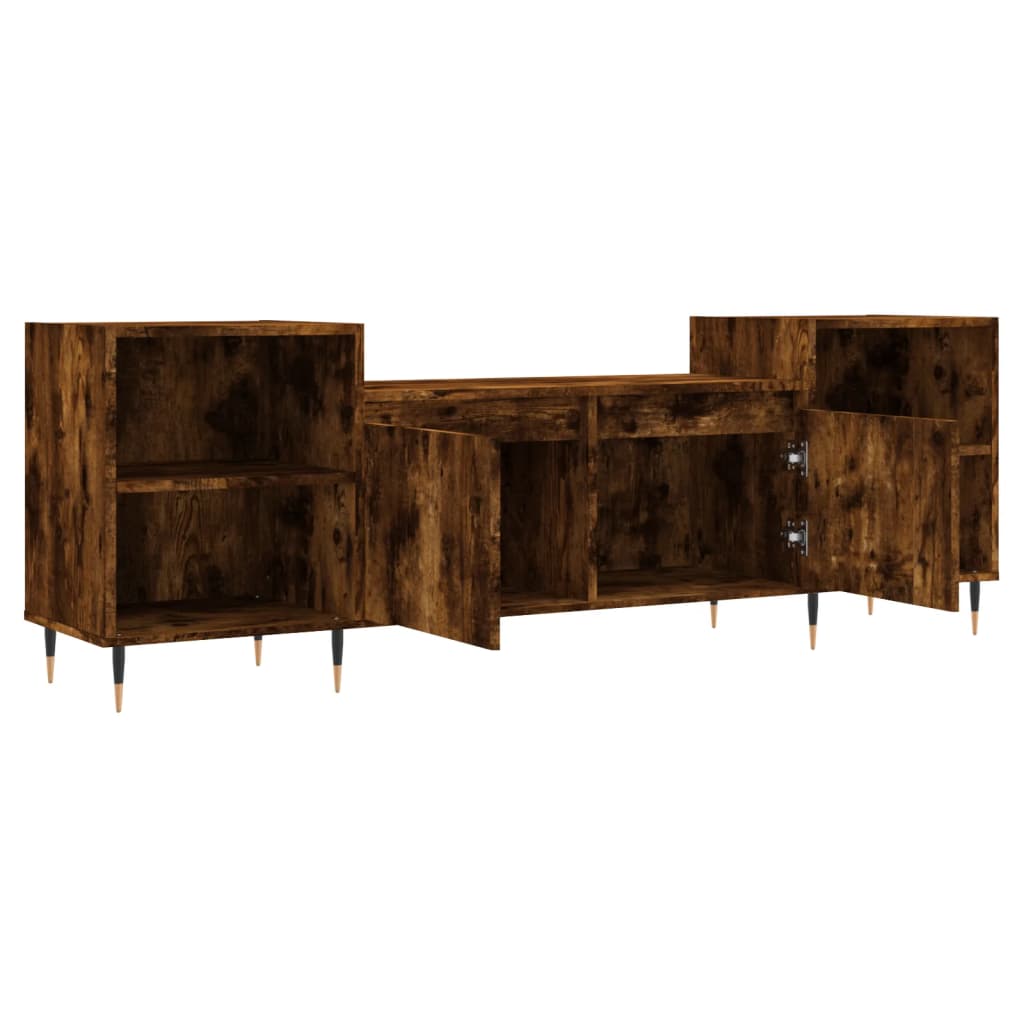 Meuble TV Chêne fumé 160x35x55 cm Bois d'ingénierie - XIOS