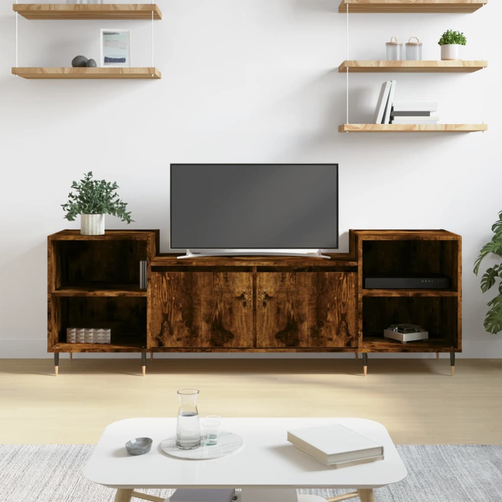 Meuble TV Chêne fumé 160x35x55 cm Bois d'ingénierie - XIOS