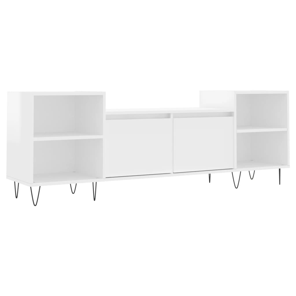 Meuble TV Blanc brillant 160x35x55 cm Bois d'ingénierie - XIOS