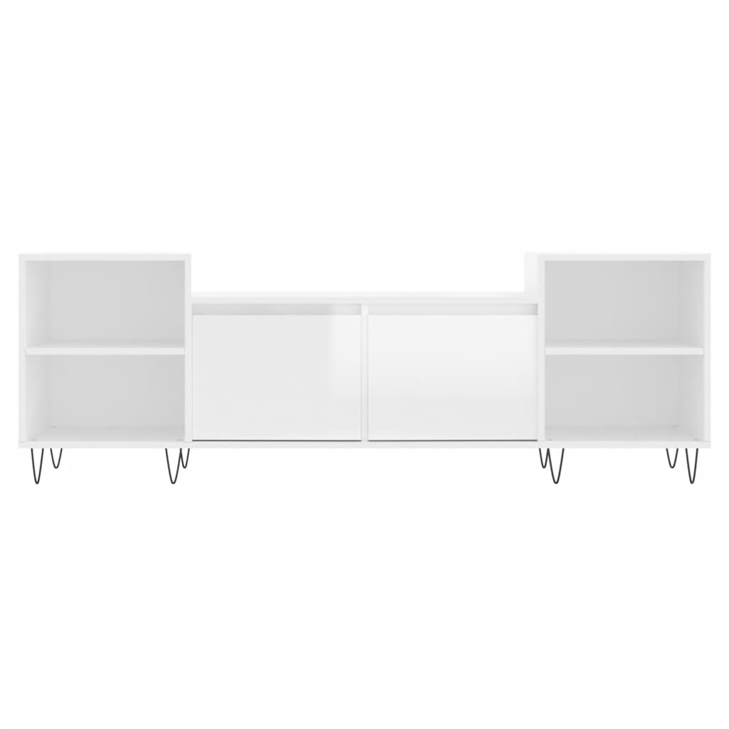 Meuble TV Blanc brillant 160x35x55 cm Bois d'ingénierie - XIOS